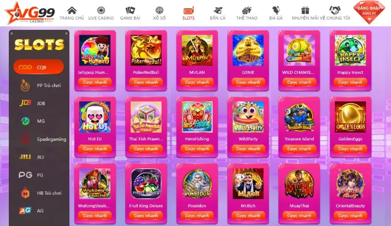 Trò chơi tại app VG99 đa dạng chất lượng